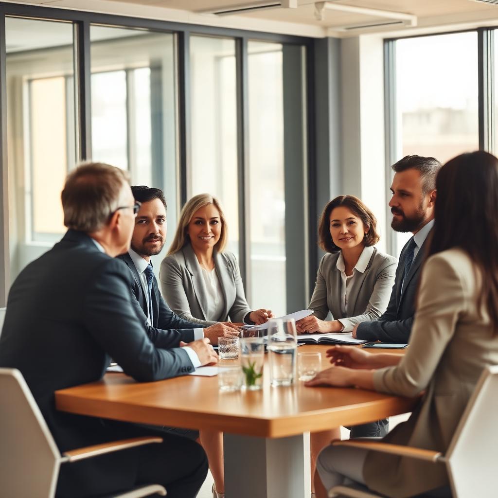 Leadership team collaborating in a professional setting