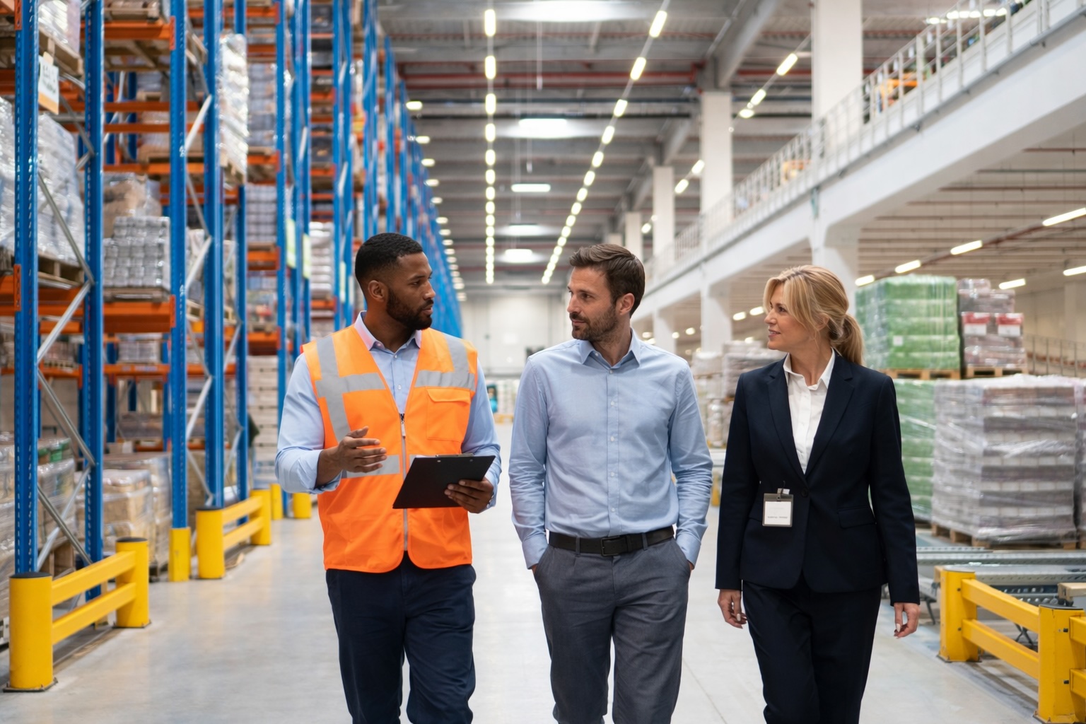 Retail team in factory