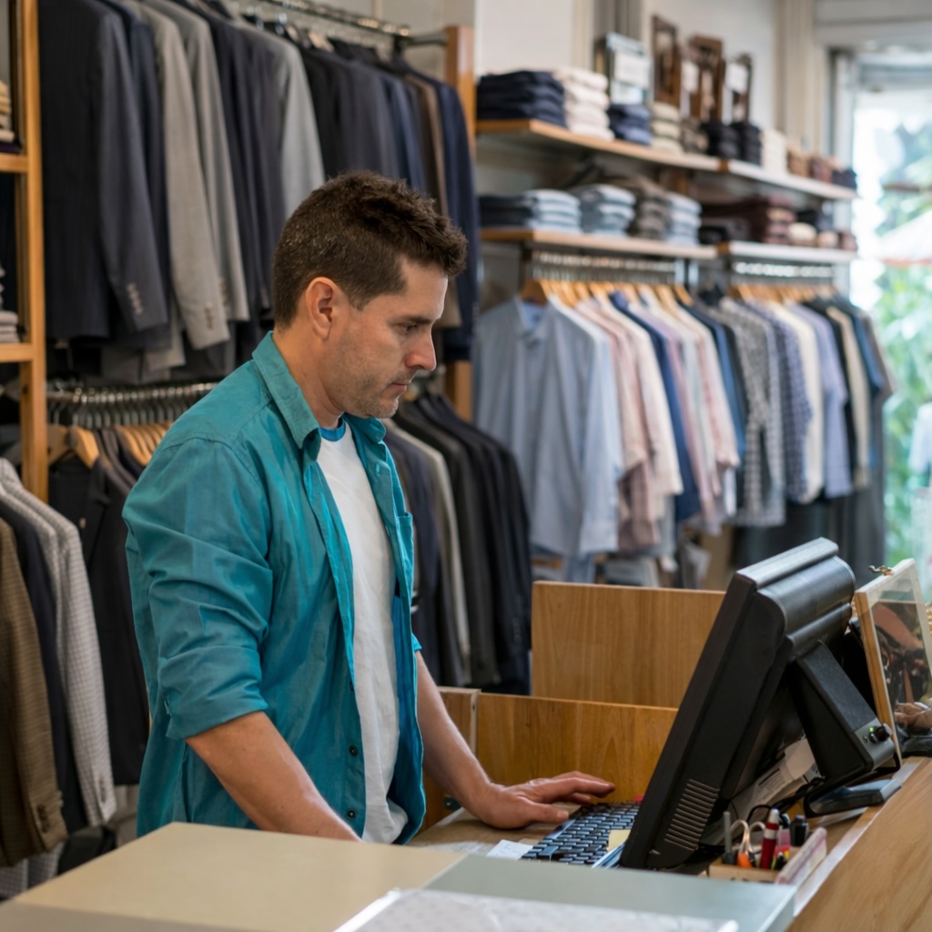 Retail store manager at work